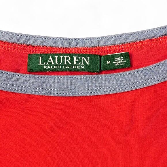 Lauren Ralph Lauren Boatneck Top Womens M Chambray Zippers Y2K VTG Nautical Prep - Picture 6 of 10